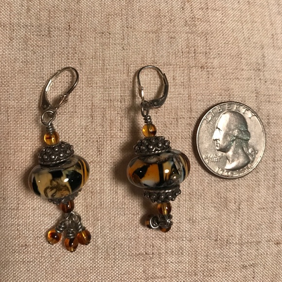 💛Beautiful hippy earrings with silver and beads🧡 - Picture 3 of 5
